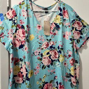 NWT -Women's Size 3XL Light Blue Blouse by Emery Rose from Shein